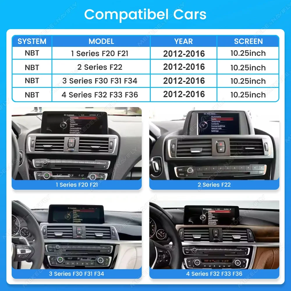 10,25 Zoll 1920*720 QLED Linux Bildschirm Kabelloses CarPlay Android Auto Autoradio für BMW 1 2 3 4 Serie F20 F21 F22 F30 F31 F32 F33 2012–2016 NBT-Systeme Autoradio Stereo Multimedia-Player mit BT GPS-Navigation Plug-and-Play-Installation – Detail 3