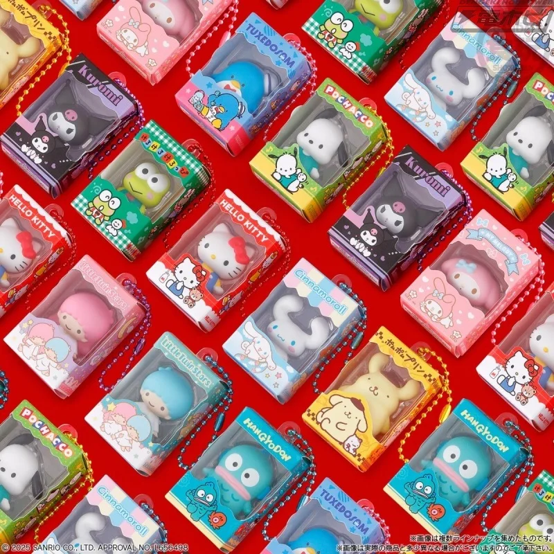 Genuine Bandai Mini Rice Grain Sanrio Character Transparent Window Display Pendant Cute Anime Model Collection Toy Girl Gift