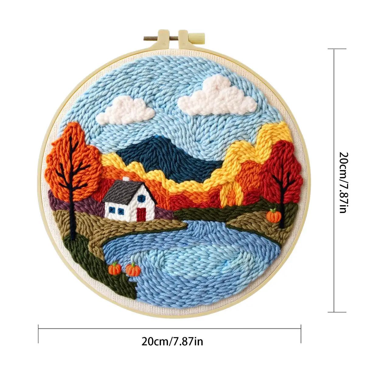 20X20CM/7,87 Zoll Landschafts-Stickset, Stickerei-Kit, Gestickte Stickerei, DIY Handgemachtes Geschenk, Bastelmalerei – Detail 3
