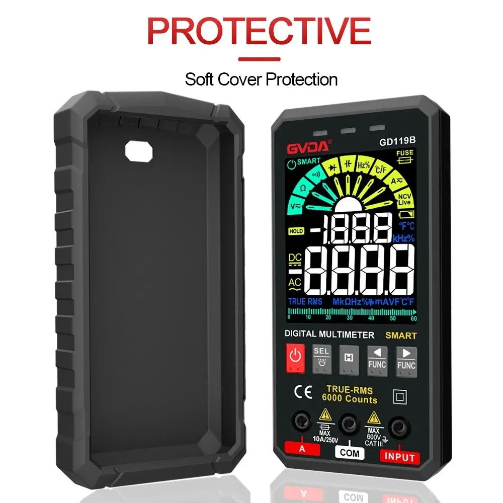 GVDA NEW Generation 600V Digital Multimeter Ture RMS AC DC NCV Smart Multimetro Tester Ohm Capacitance Hz Voltage Meter