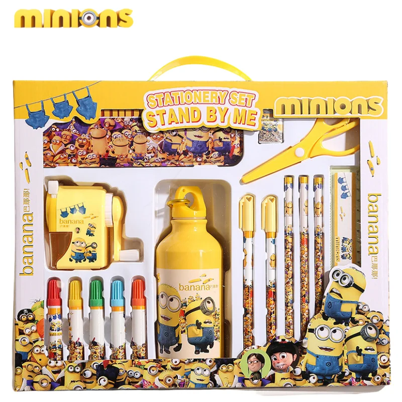ミニオンズ鉛筆削り,漫画鉛筆削りセット,素敵な子供たちの学習セット,魔法瓶,学用品,卸売