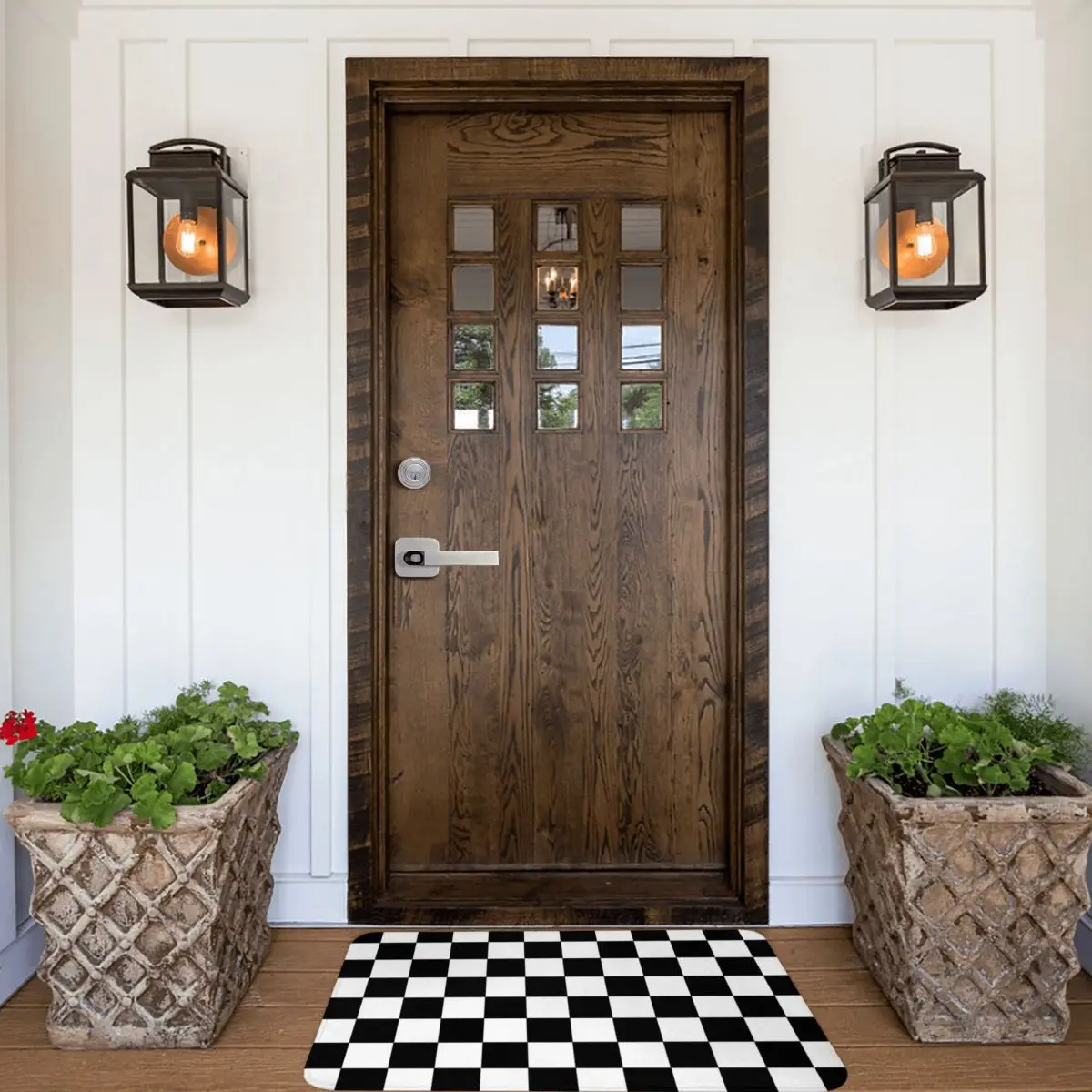 Checkered Black And White Polyester Doormat Rug carpet Mat Footpad Non-slip Washable Corridor Kitchen Bedroom balcony toilet