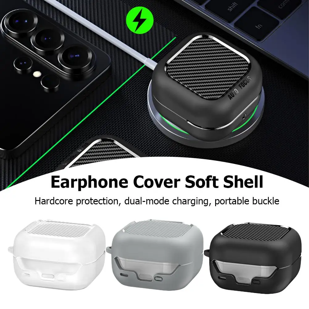 For Samsung Galaxy Buds 4 4 Pro Case Carbon Fiber TPU Protective Cover Shockproof Headphone Case With Keychain Accessories