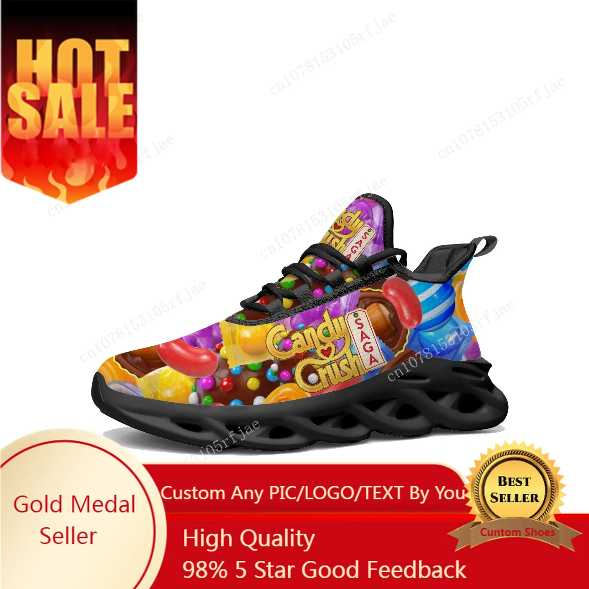 

Candy Crush Saga Flats Sneakers Cartoon Game Mens Womens Sports Running Shoes Tailor Made Lace Up Shoes