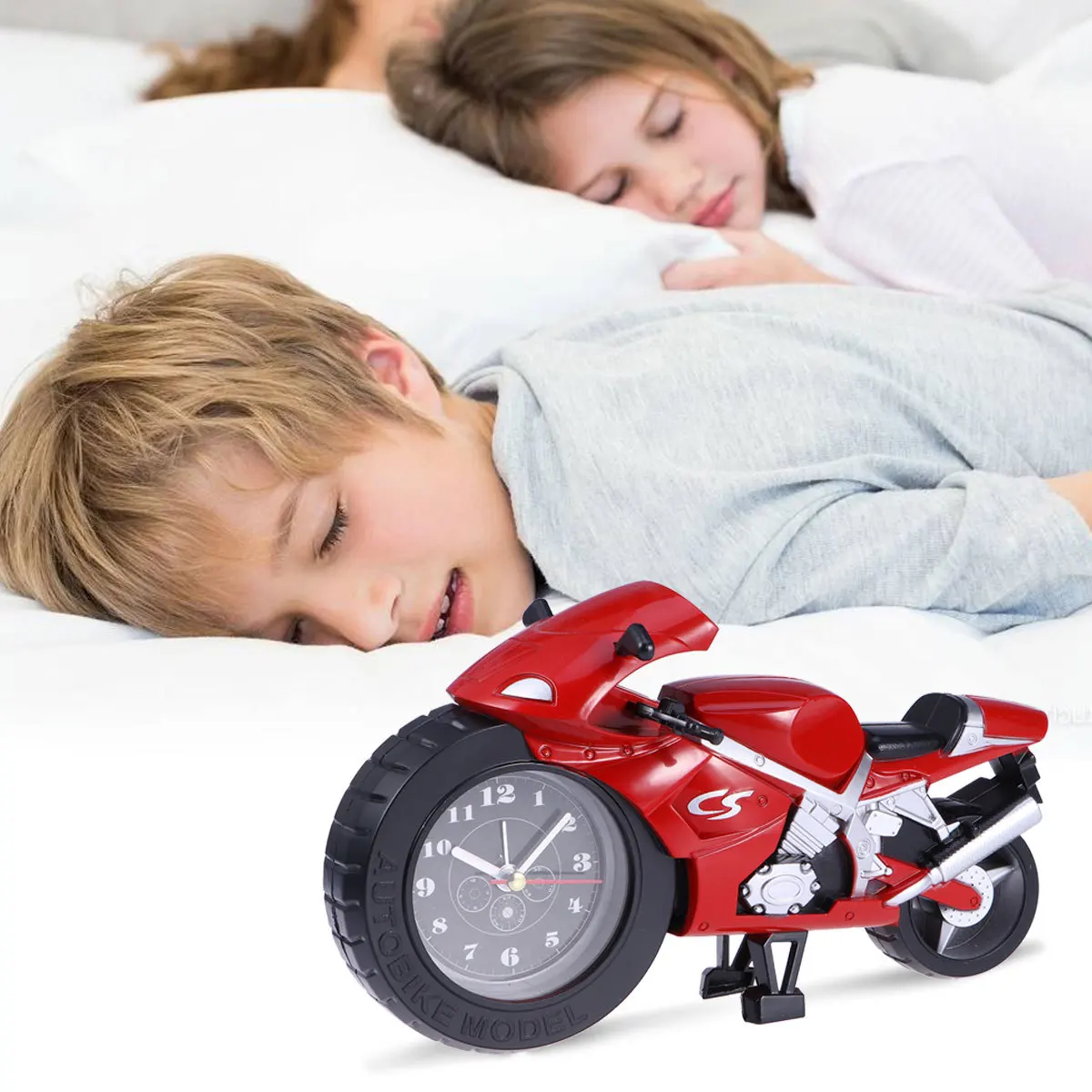 

Cartoon Motorcycle Alarm Quartz Clock Red Unique Gift For Kids Adults Motorcycle Clock Decorative Home Furnishing