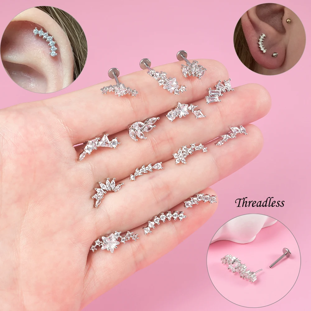 Surgical Steel Marquise CZ Leaf Shaped Stud Earring