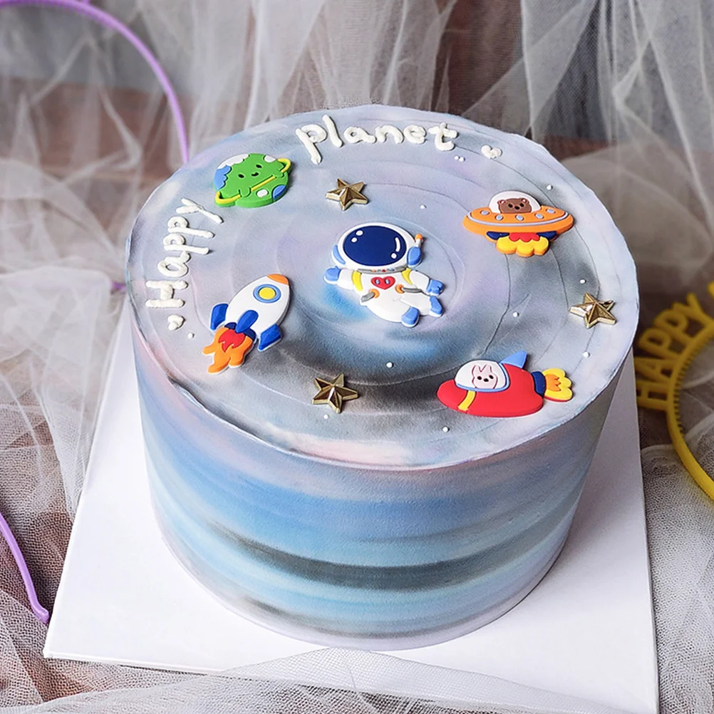 15 pezzi di decorazioni per torte nello spazio esterno, adorabili ornamenti per astronauti per matrimoni di compleanno, oggetti di scena per foto, ornamenti per torte nello spazio esterno