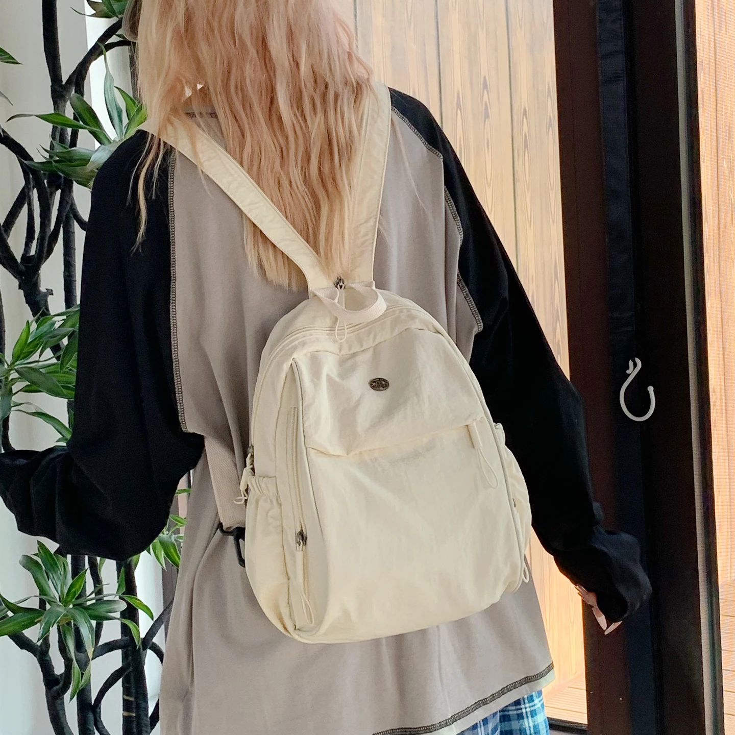 2025 New Casual Nylon Backpack Women's Double Shoulder Bag Traveling School Class Bag Fashion Canvas Bag Korean Style