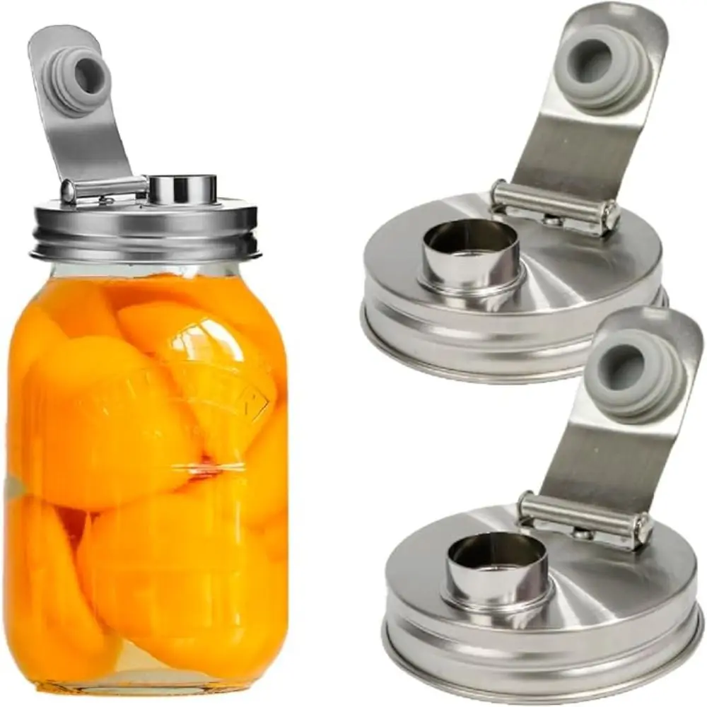 

Stainless Steel Mason Jar Lids Leak-Proof 86mm Food Grade Airtight Lids Sealed No Rust Mason Jar Pour Spout Lid Brewing Fruit