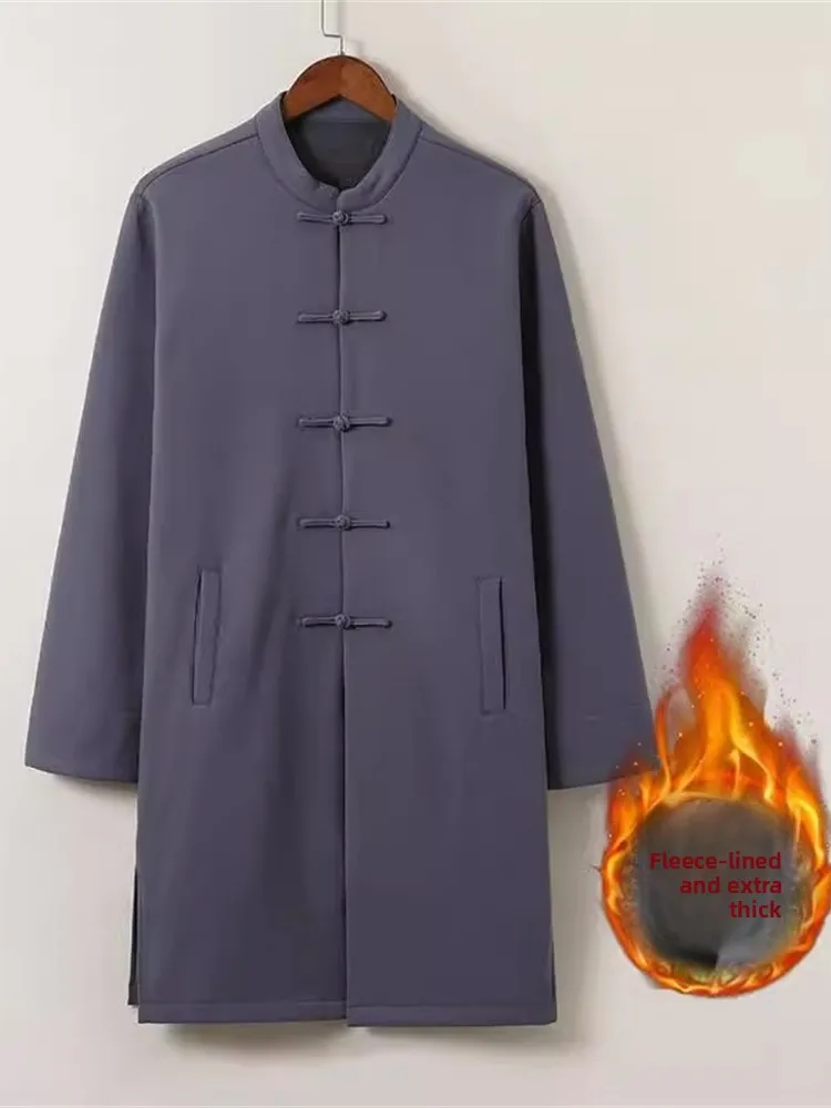 

Утепленное флисовое пальто с воротником-стойкой в китайском стиле для занятий боевыми искусствами, зимняя одежда