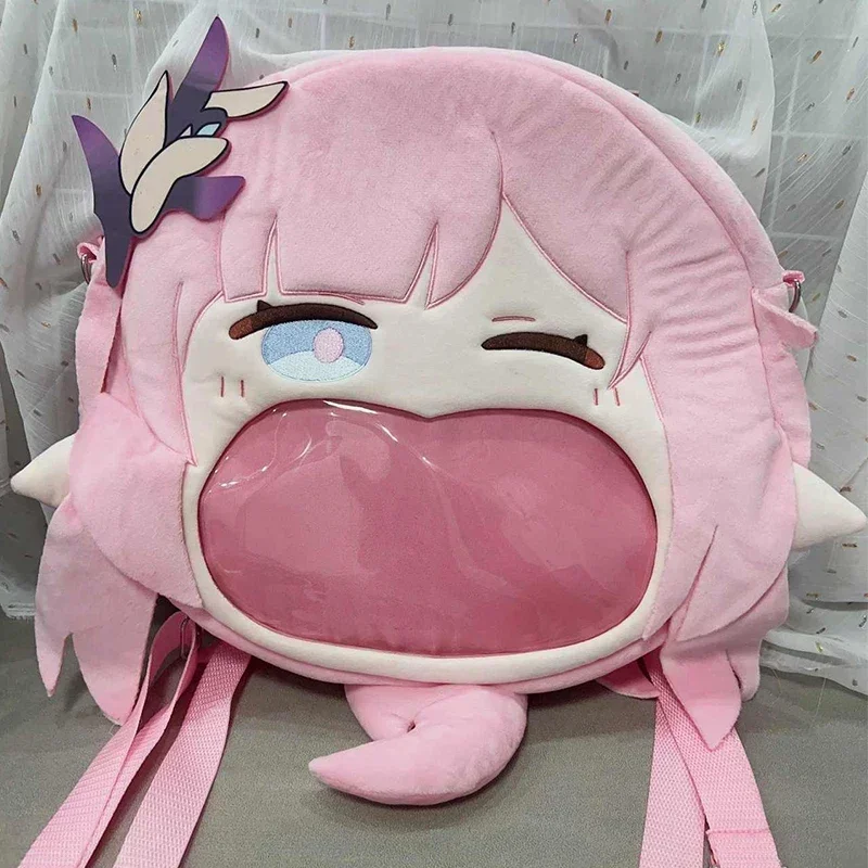 เกม Honkai Impact 3 3rd Elysia Cosplay กระเป๋าตุ๊กตาปากใหญ่หน้ายิ้มโปร่งใสอิทาแบ็กกระเป๋าเป้สะพายหลังกระเป๋าสะพายข้างกระเป๋าสะพายกระเป๋าสตางค์