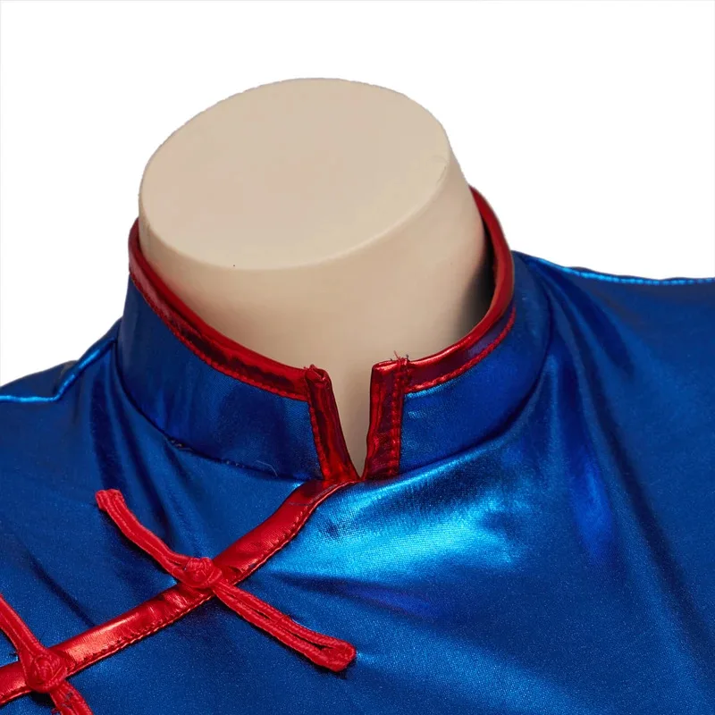 Sky05 chichi cosplay traje sexy alta divisão cheongsam elasticidade vestido azul chichi vestido goku esposa traje feminino hallowe99jiu @