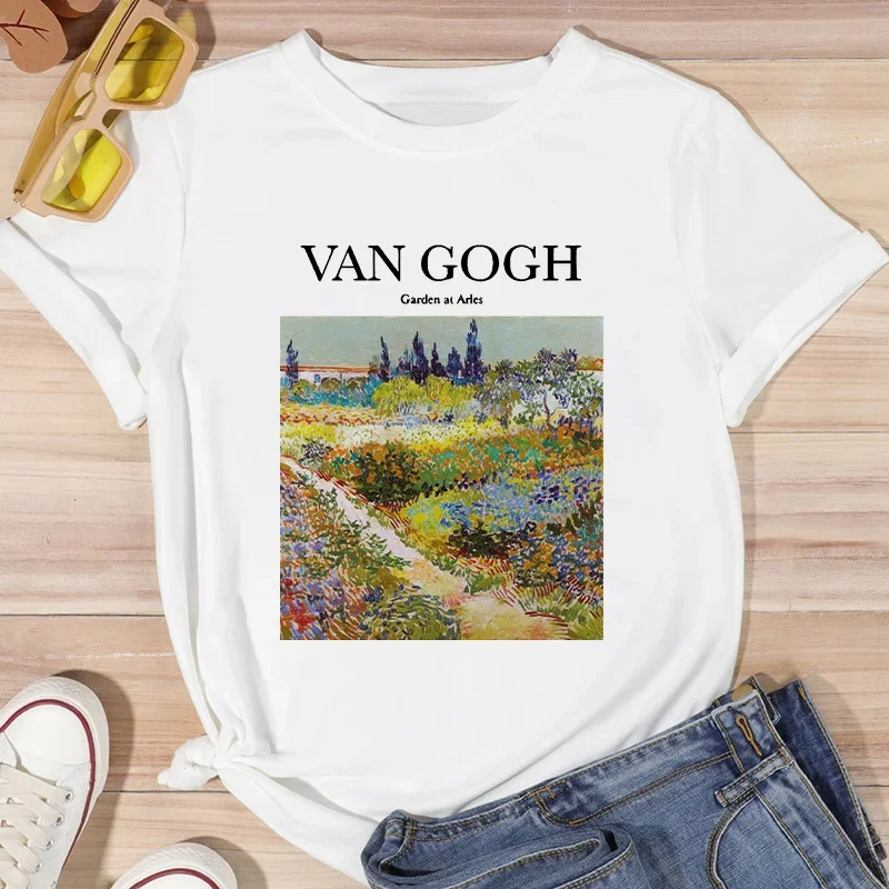 Summer T shirt Women Van Gogh Printed Tees Graphic female Tshirt Tees Casual streetwear Korean O-neck Clothes woman T-shirt