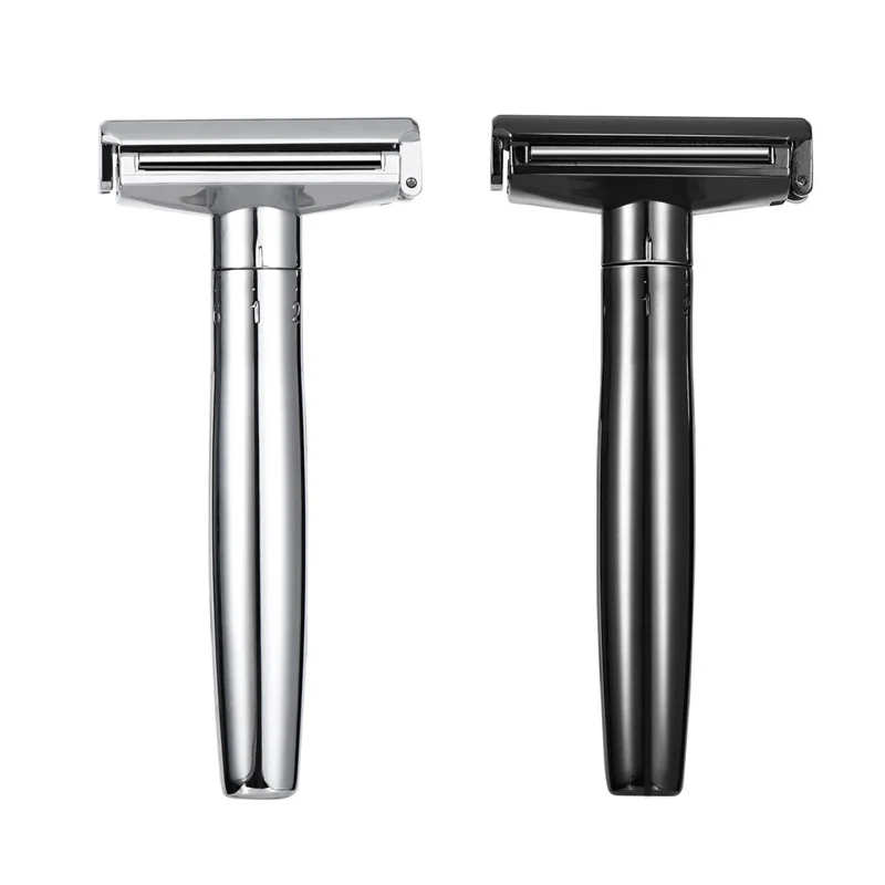 Maquinilla de afeitar de seguridad ajustable para hombre, maquinilla de afeitar clásica de doble filo de Zinc con soporte, 10 cuchillas, nuevo