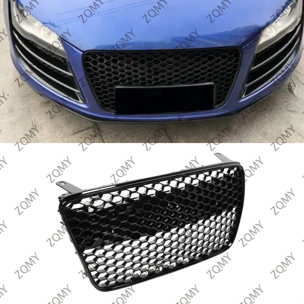 

С логотипом для Audi R8 2007 2008 2009 2010 2011 2012 2013, Решетка переднего бампера автомобиля, Центральная панель, Стайлинг верхнего гриля (модификация RS style)