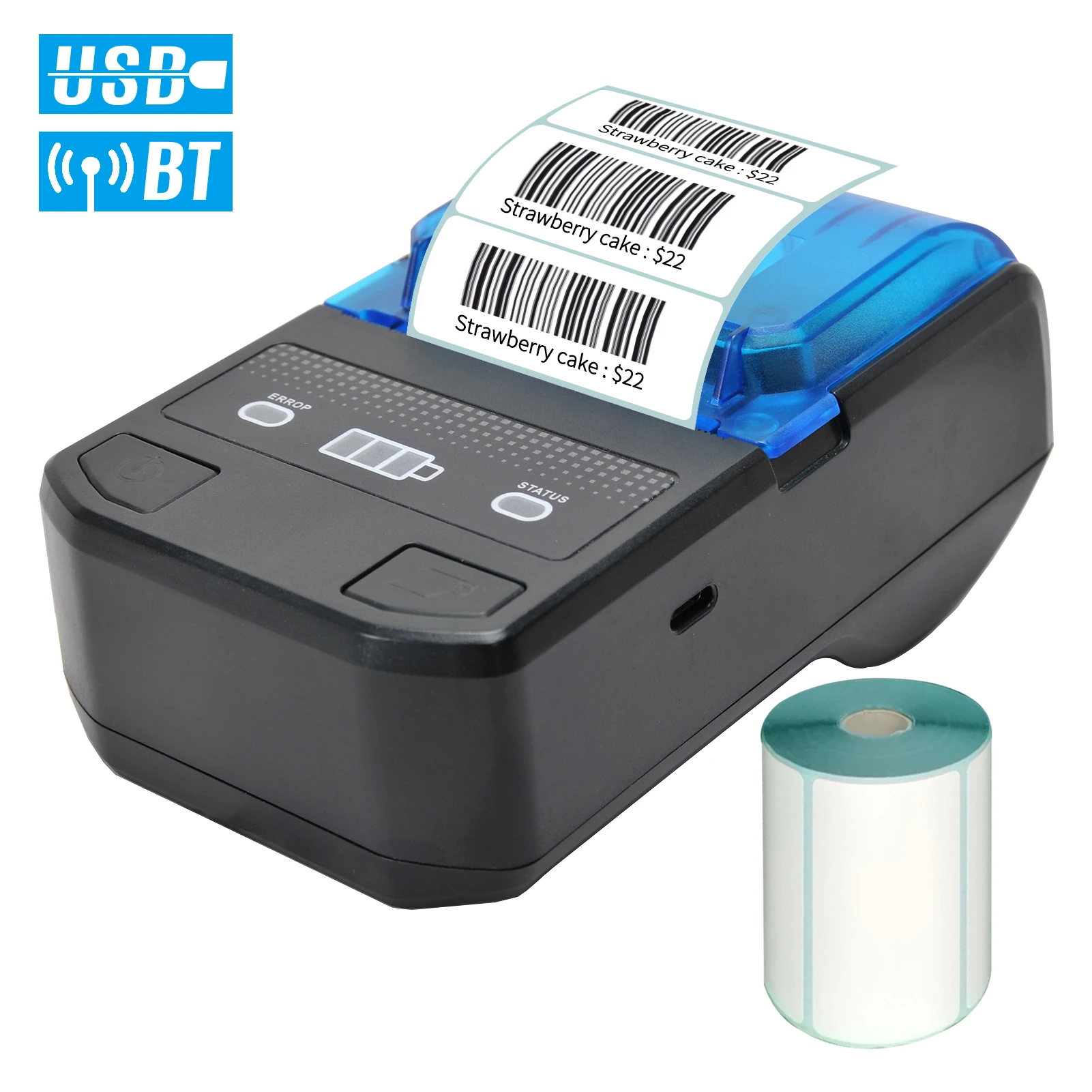 Portable Thermal Label Maker Wireless BT Mini Label Printer 58mm Barcode Printer for Retail Price Tag Warehouse Label Printing