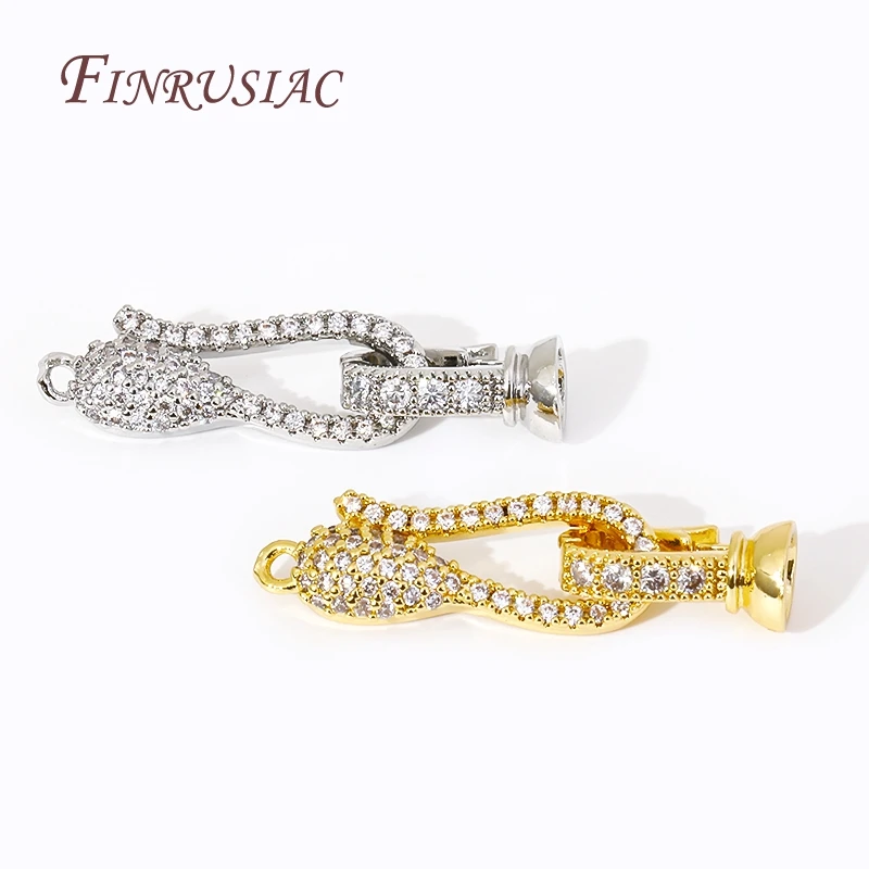 18K Gold Plated Inlay Zircon Connector Fastener Lock Clasps Accessories Handmade DIY Jewelry Making Supplies