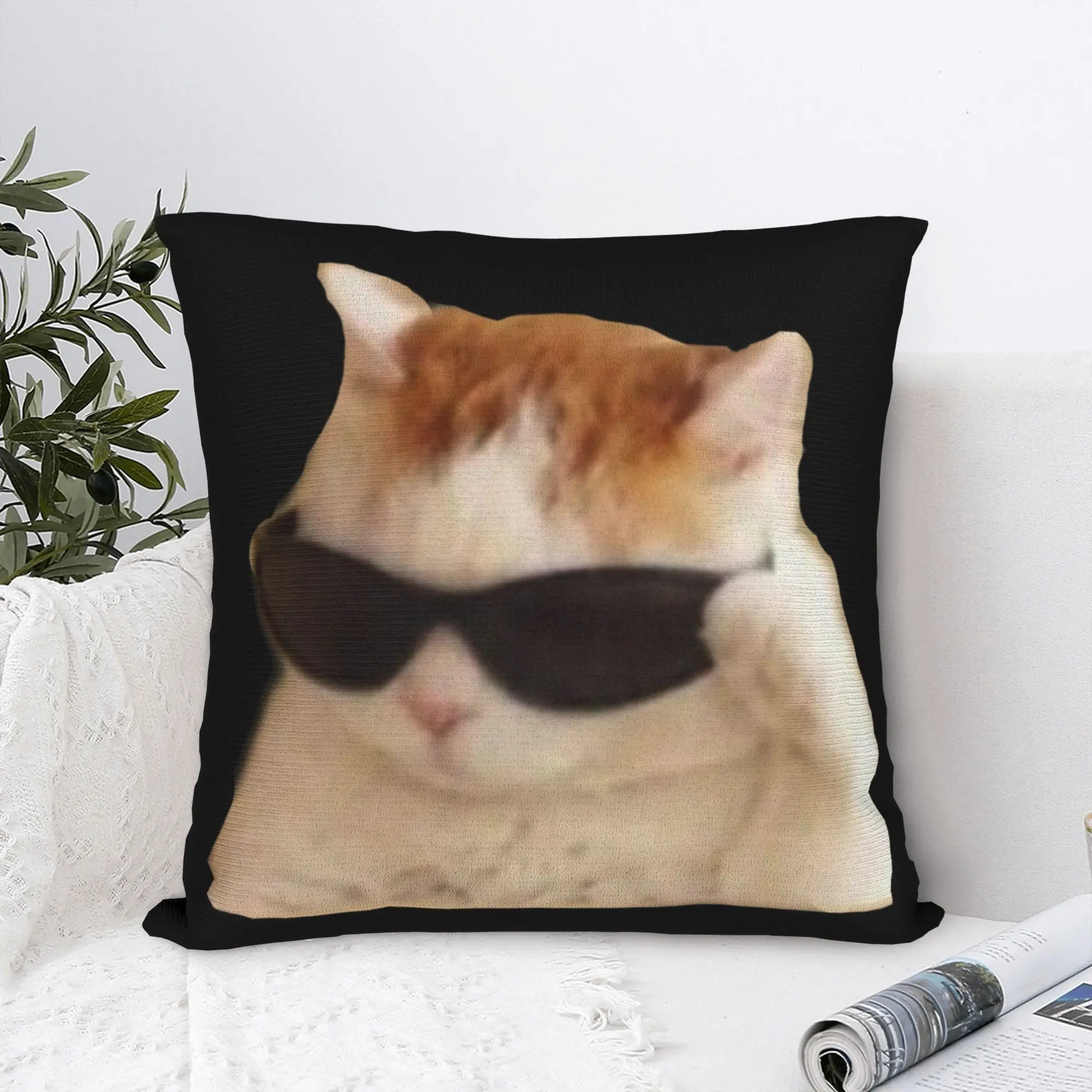 Smiling Beluga Cat Meme Pillowcase Printing Polyester Cushion Cover Decorative Funny Kitten Pillow Case Cover Home Wholesale