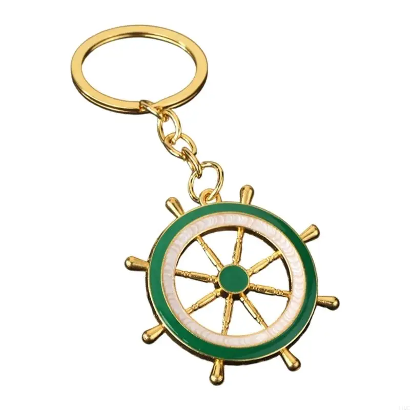 Gift Keychain For Sea Lovers With Marine Anchors And Steering Wheel Design Zinc Alloy Construction Blue White