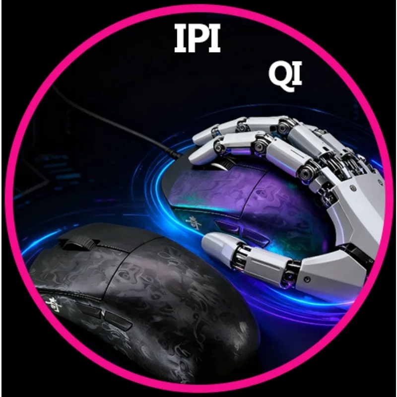 Nuevo ratón IPI Qi de fibra de carbono Paw3950, ratón inalámbrico para juegos, velocidad de orollamiento de 8000Hz, ratón para juegos de tres modos, regalos Nordic52840