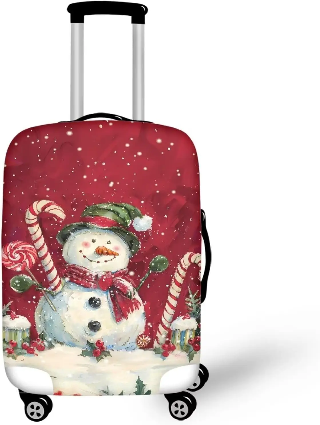Lindo muñeco de nieve cubiertas de equipaje decoración navideña antiarañazos cubierta de maleta a prueba de polvo se adapta a equipaje de 18-32 pulgadas