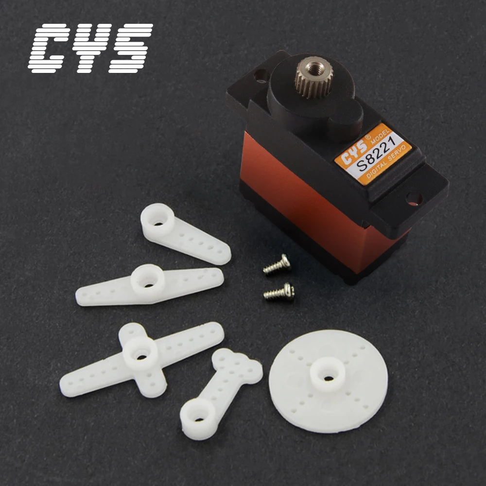 CYS S8221 عالية السرعة 1.5 كجم عزم الدوران كامل ميتال جير الألومنيوم الأوسط RC محرك معزز رقمي ل 500 RC هليكوبتر الطائرات