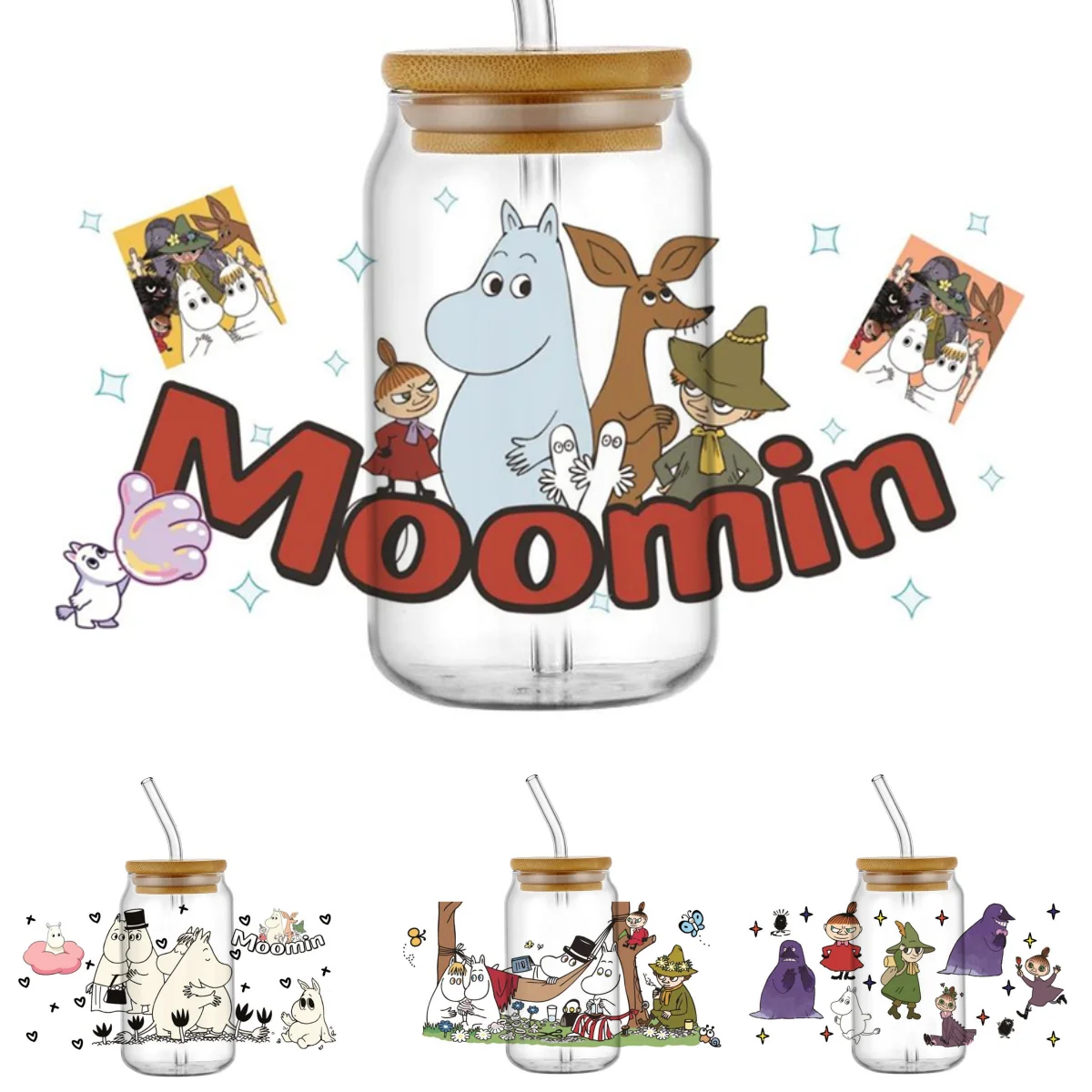 

Мультяшные бегемоты, УФ DTF чашки, обертывания для 16 унций, водонепроницаемые наклейки для переноса UVDTF, наклейки для очков, чашек, кружки, сделай сам, подарочная наклейка Moonmin