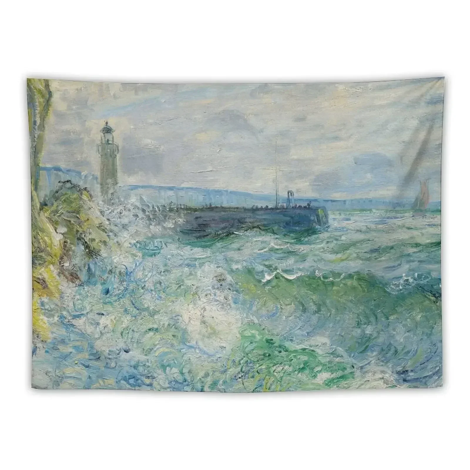 

La Jetee de Fecamp Par Gros Temps - Claude Monet Tapestry House Decoration Room Decoration Aesthetic Tapestry