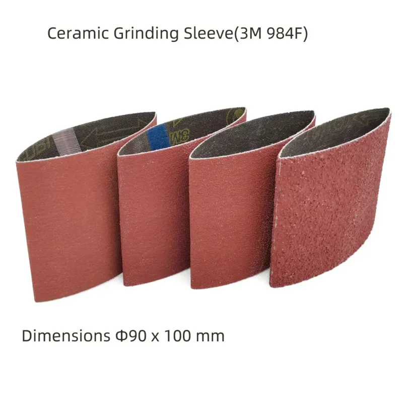 4Pcs 984F 90x100MM Sanding Belts Grinding Sleeves Bands In Grinder Polishing Expansion Roller Wood Metal Grit 40/60/80/120