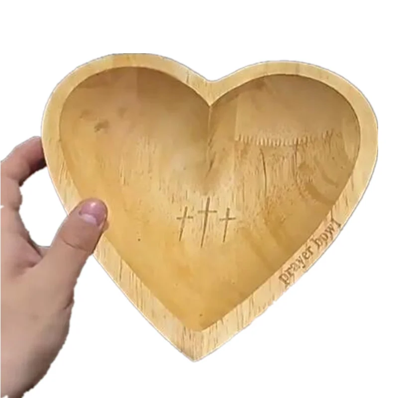 Heart Shaped wooden Salad Bowls MIxed Bowls  Prayer Bowl Gifts For Table Decor