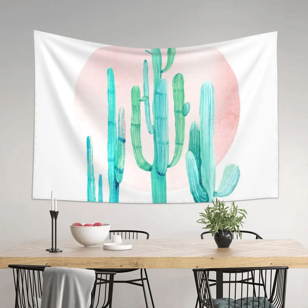 

Pretty Cactus Rosegold Pink and Turquoise Desert Cacti Southwest Decor Tapestry Room Decor Tapestry