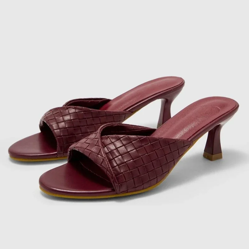 

Элегантные тапочки на высоком каблуке, женские летние пикантные современные сандалии с открытым носком, роскошная брендовая дизайнерская обувь, женские туфли-лодочки, Zapatos Mujer