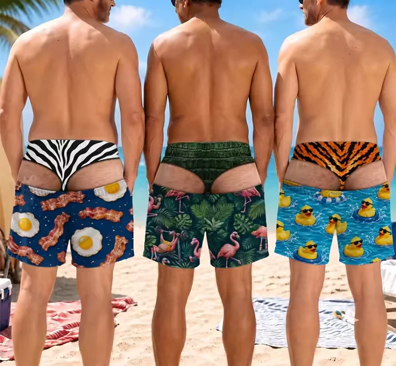 Cow Pattern Funny Print Beach Short For Men Contrast Color Design Loose Animal Cosplay Board Shorts Hip Hop Humour Summer Trunks