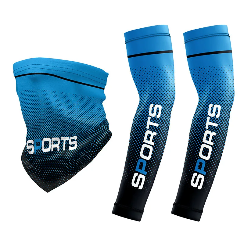 Set maniche e maschera Protezione UV, elastico e traspirante, antiscivolo, per ciclismo, moto, pesca, protezioni per braccioli traspiranti all'aperto