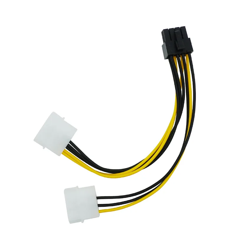 8Pin Power cable To Dual 4Pin Video Card Power Cord Y Shape 8 Pin PCI Express To 2 4 Pin Molex Graphics Card Power Adapter Cable