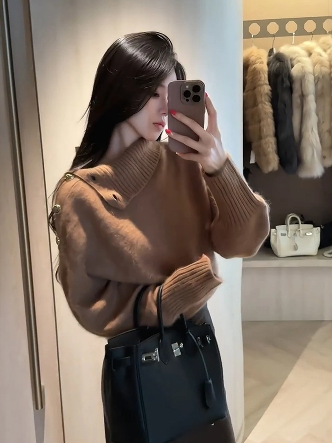 طبطب رقيق محبوك سترة المرأة الخريف الشتاء ثي كسول العلوي سترة Elely Ladylike Sle أعلى الدفء التدفئة #1