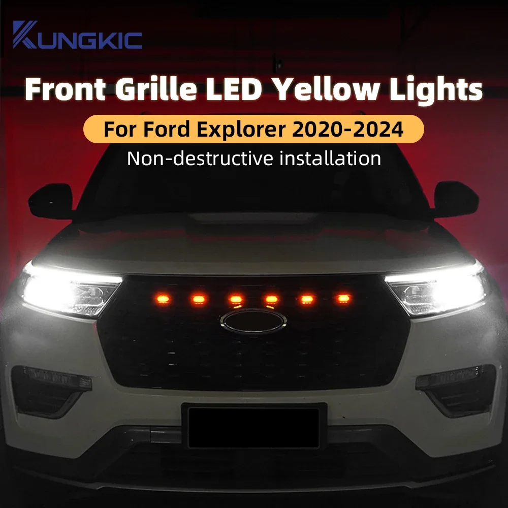 

Светодиодная фара-гриль для автомобиля, дымчатая, янтарная, сигнальная, тип «Орлиный глаз», для Ford Explorer 2020-2024, 12В