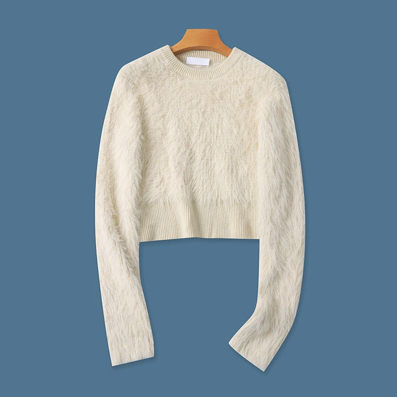 

Women's Autumn Winter Sweater High Waist Long Sve round Ne Slimming Warm Knitted Top Faionable Versatile Body a