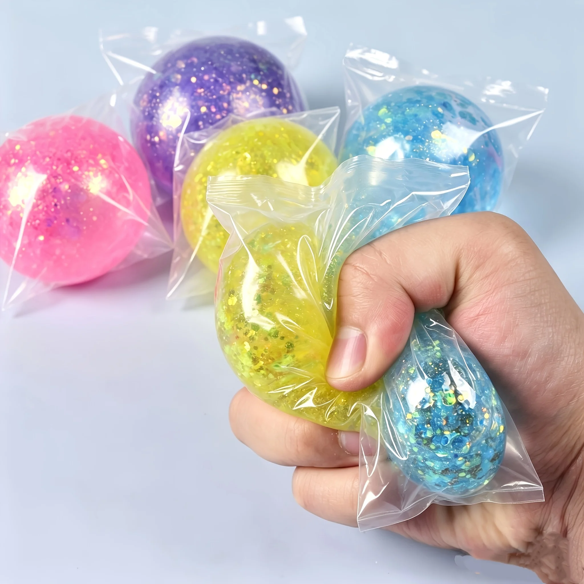 4pcs Colorful Squeeze Balls, Translucent Squishy Ball Toy, Novelty Sensory Fidget Toys for Kids, Back To School Gift