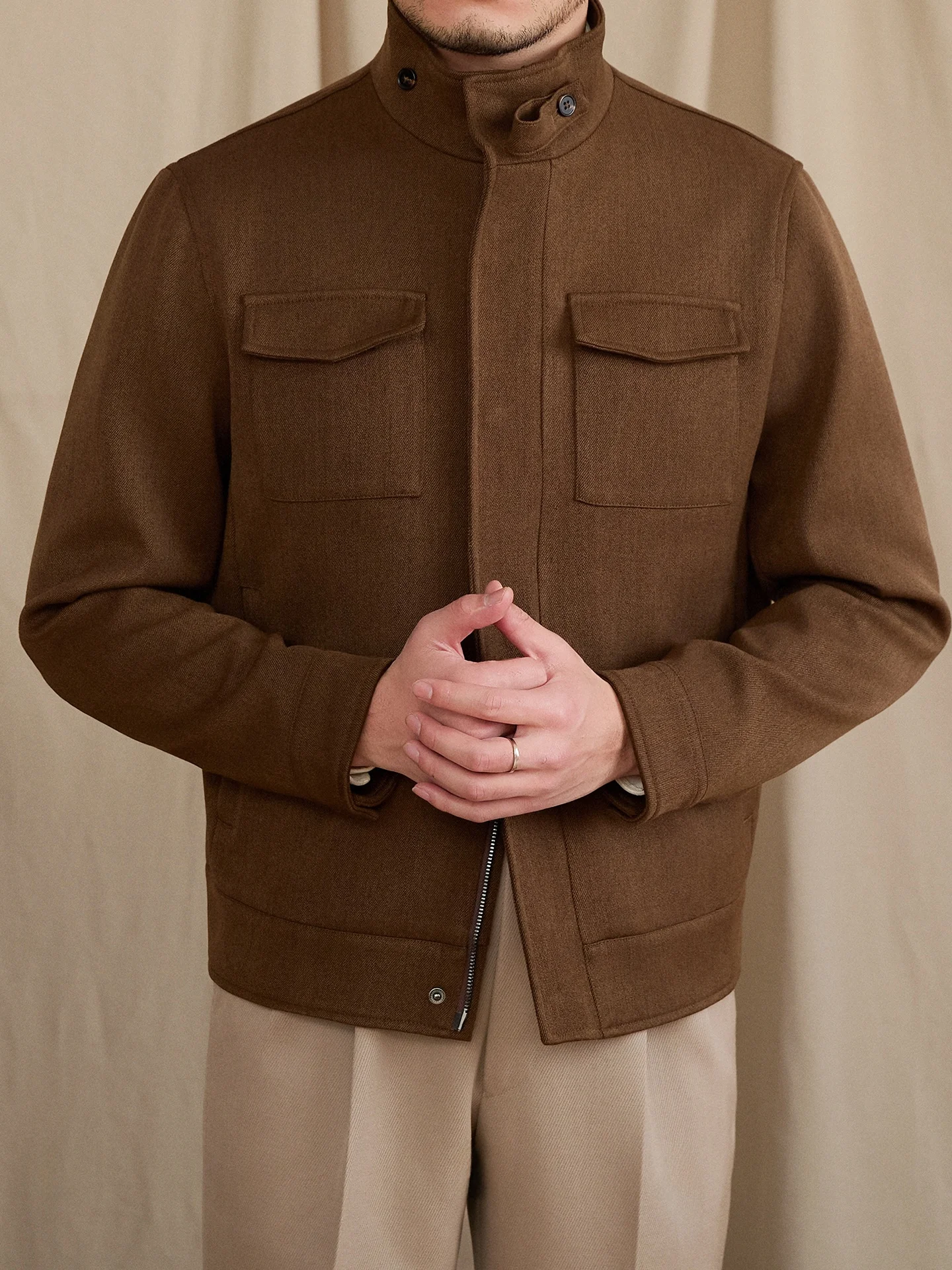 

Mr. Deer Tee ort Casual Wool Blend Jaet Retro Sle Men's Simple Match Commuting Vintage Jaet Youth Winter Outerwear