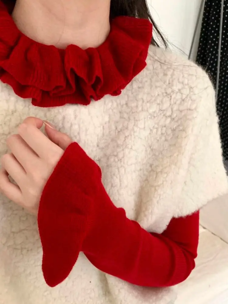 

Женская вязаная блузка, внутренняя одежда с кружевной отделкой, новинка 2025, осень-зима, мягкий хлопковый топ из мягкого хлопка Long Sve round Ne Top