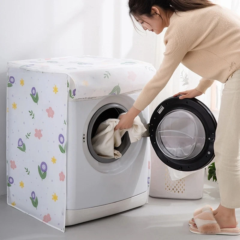 Drum Washing Machine Covers Cute Print Dust Cover For Drum Washer-dryer Waterproof PEVA Protection Cover Household New