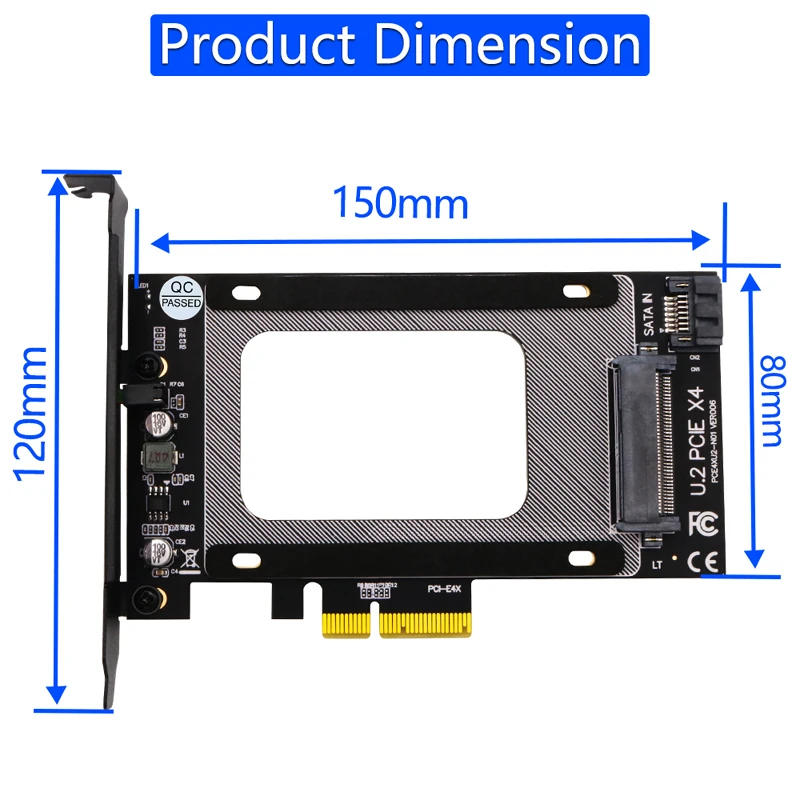 U2 para PCI E Adaptador Riser Cartão PCI Express 3.0 4X U.2 SFF-8639 Adaptador PCIe U.2 SSD para PCI-E Cartão Suporte Intel 2.5 "NVME U2 SSD