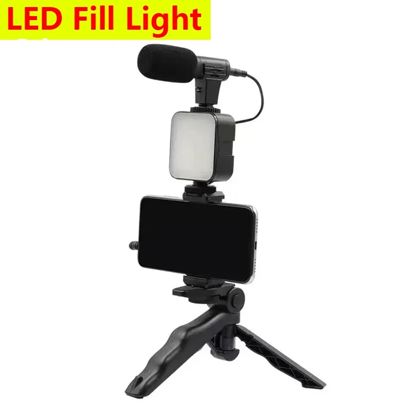 LED Fill Light Cell Phone Tripod Kit With Mic Mobile Phone Live Streaming Handheld Mini Portable Photography Live Fill Light