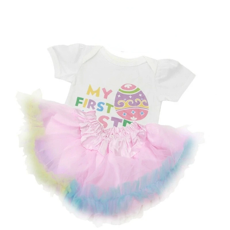 

Handmade "My First Easter" Romper Skirt Suit For 22''-23" Baby Doll Reborn American Girl Doll Clothes Baby Born Doll Accessories