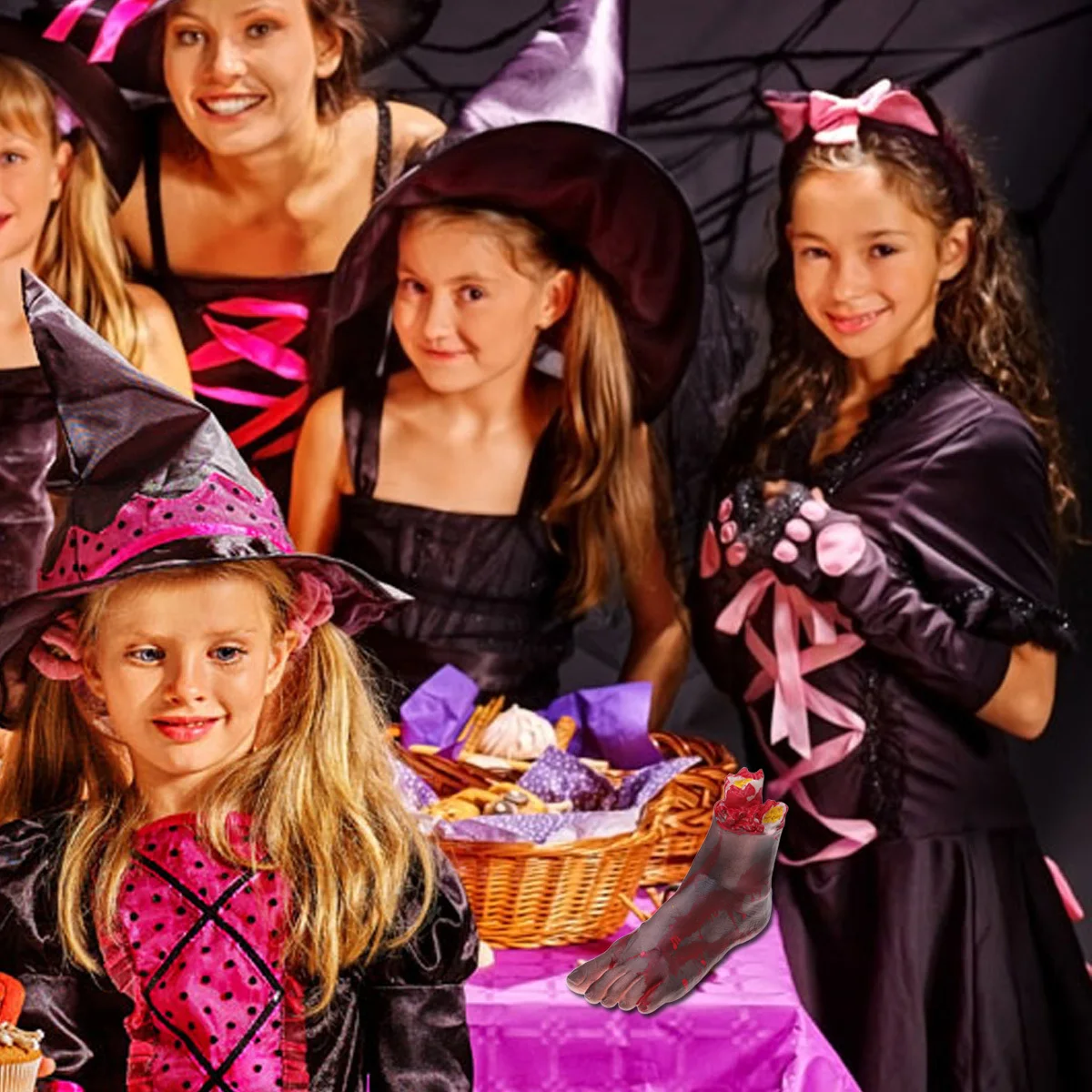 1 par de pies recortados falsos realistas negros, pierna rota para decoraciones de miedo para Halloween, accesorios de broma espeluznantes, Cosplay para fiesta y Club