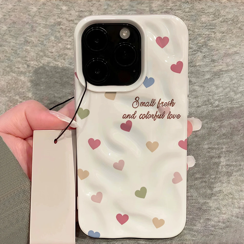 Koreanische Minimalistische Herz-Handyhülle für iPhone 17 16 15 14 13 12 11 Pro Max 14 15 Plus 17 Air Falten-Wellen Weiche Silikonhülle – Detail 12