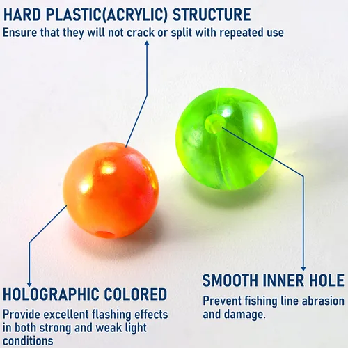 Imagen 2 del producto 100 Uds cuentas de pesca cuentas holográficas para Surf aparejo de pesca Carolina Rig Walleye Spinner Rig bagre salmón 6mm 8mm 10mm