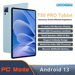 DOOGEE-Tablette PC T30 Pro, MediaTek, Helio G99, 11, 2.5K, TWATV, 8 Go + 256 Go, 8580mAh, appareil photo principal 20MP, Android 13, Widevine L1