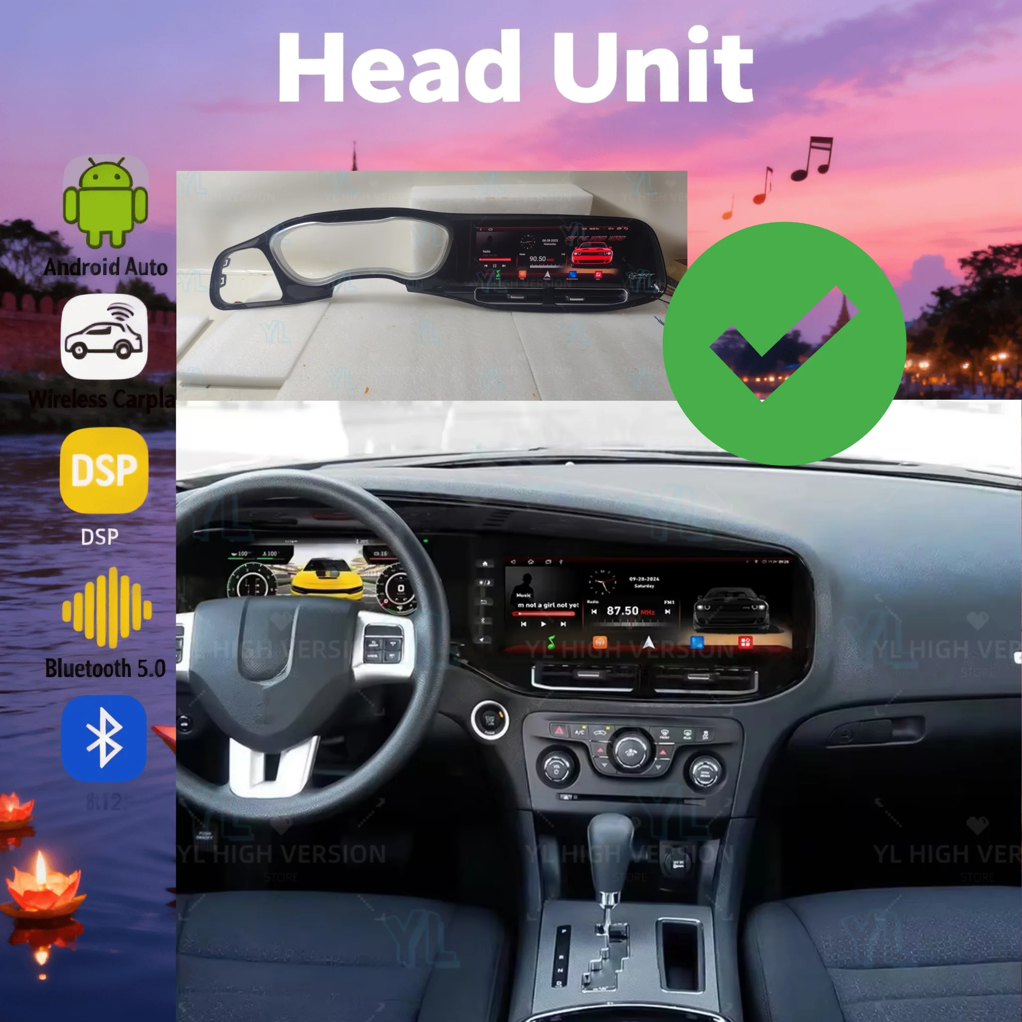 

12.3-дюймовый сенсорный экран Android 13, автомагнитола с CarPlay для Dodge Challenger 2010-2024, мультимедийный плеер, GPS-навигация, автомобильная система с Bluetooth 5.0